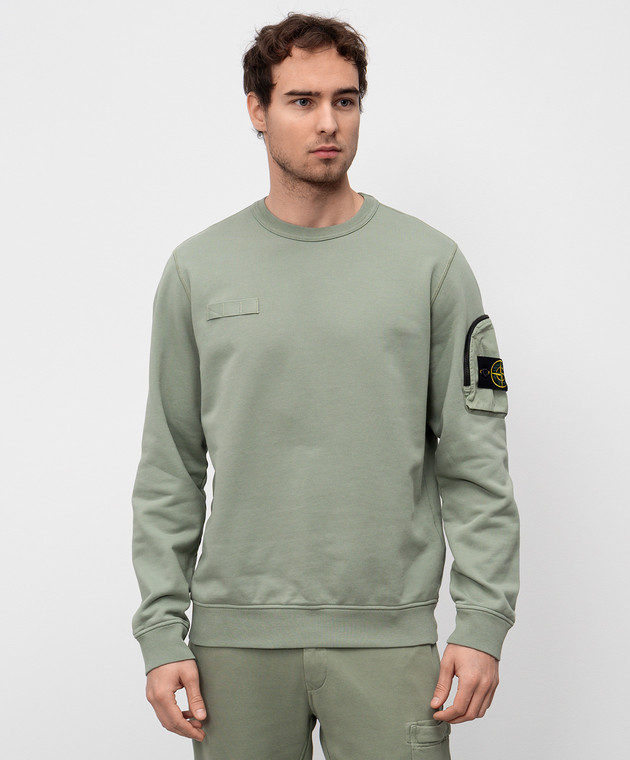 Stone Island - Зеленый свитшот с патчем логотипа K1S156100003S0123