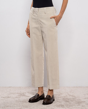 Brunello Cucinelli Бежевые вельветовые штаны MA180P9078
