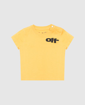Off-White Детская желтая футболка с принтом логотипа OBXB001S25JER003