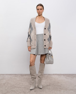 Ermanno Scervino Бежевий кардиган з вовною у візерунок D475N318RUIU