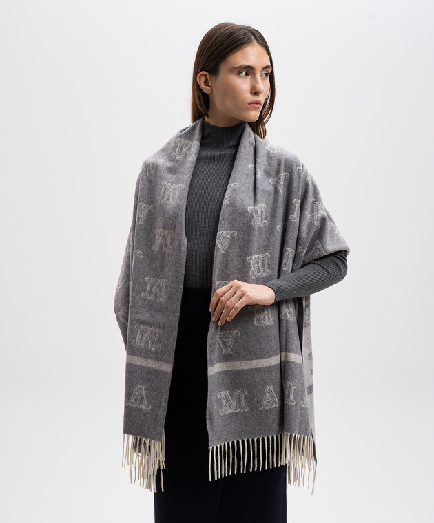 Max Mara Серый палантин WSKLAUSE с кашемиром в логотип шаблон WSKLAUSE изображение 2