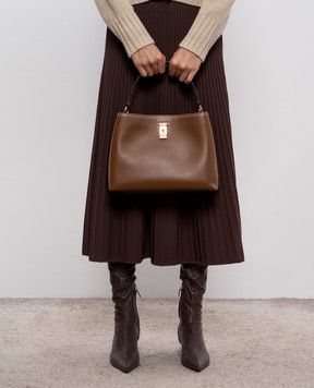 Bally Коричнева шкіряна сумка Lock Me WAH02OVT966