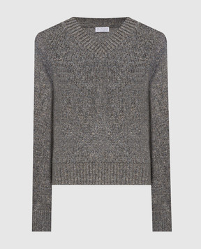 Brunello Cucinelli Сірий пуловер з люрексом MLE727602
