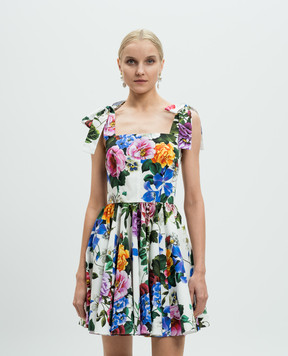 Dolce&Gabbana Белое платье мини в цветочный принт F6ZT2THS5S6