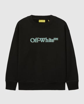 Off-White Дитячий чорний лонгслів з принтом логотипа OBAB001S25JER001