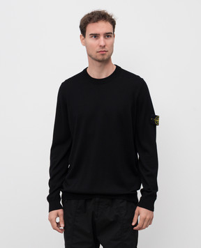 Stone Island Чорний джемпер з вовни з патчем логотипа K2S155100071S00C4