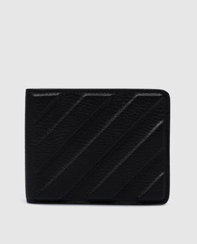 Off-White Чорне шкіряне портмоне з фактурним логотипом Arrow OMNC078C99LEA001