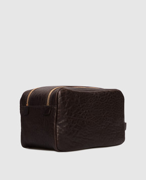 Brunello Cucinelli Коричневий шкіряний несесер з логотипом MWEHBU334