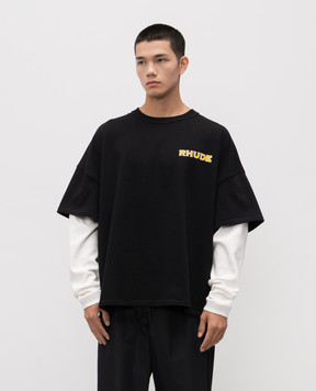 Rhude Чорний світшот подвійної конструкції з логотипом RHPF25TT19012