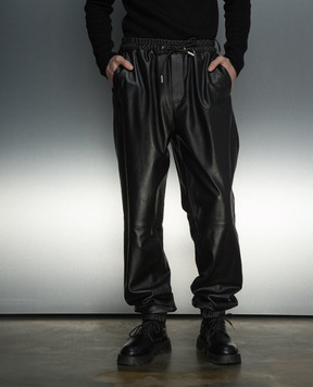 Off-White Черные кожаные джоггеры с логотипом Arrow OMJB037S24LEA001