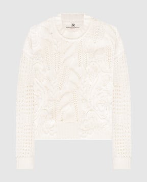 Ermanno Scervino Білий светр з мереживом D465M310APMQV