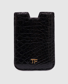 Tom Ford Черный кожаный чехол для телефона с монограммой логотипа S0024T