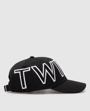 Twinset Чорна кепка з вишивкою логотипа 242TA4350