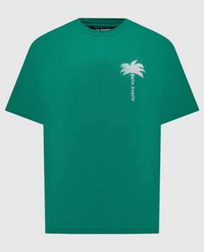 Palm Angels Зелена футболка з принтом Palm PMAA072S24JER001