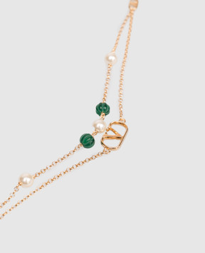 Valentino Золотистий подвійний браслет VLogo з перлинами Swarovski 7W2J0AN8IKX
