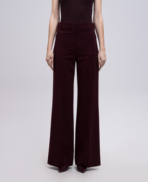 Victoria Beckham Бордовые штаны Alina с шерстью 1225WTR005115I