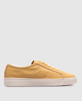 Santoni Желтые кожаные кроссовки с логотипом WBGT61345PNNTDYI