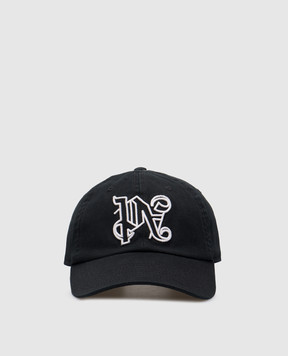 Palm Angels Черная кепка с вышивкой логотипа монограммы PMLB094C99FAB002