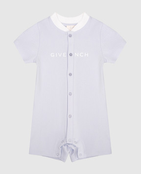 Givenchy Детский фиолетовый ромпер в рубчик с логотипом H30603