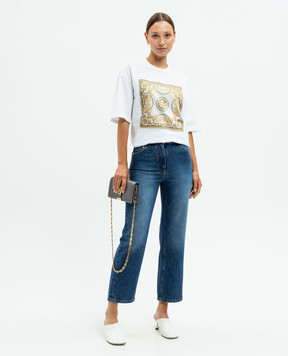 Versace Синие джинсы Medusa '95 с эффектом потертости и патчем логотипа 10119761A07079