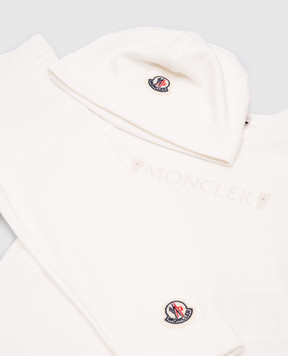 Moncler ENFANT Дитячий білий набір з боді, штанів та шапки K19518P000018392E