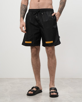 Off-White Черные шорты для плавания с принтом OMFD013S25FAB003