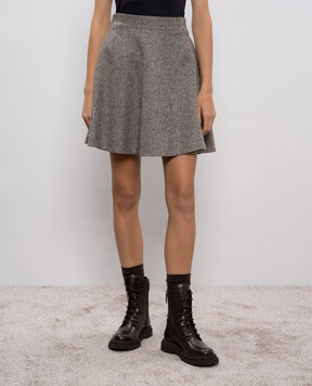 Brunello Cucinelli Коричнева спідниця з вовною у візерунок MG529G3919