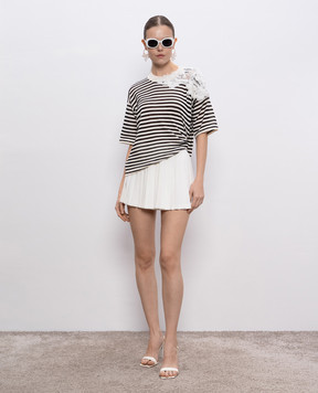 Ermanno Scervino Белая футболка с кашемиром в полоску D465L724APRETQ