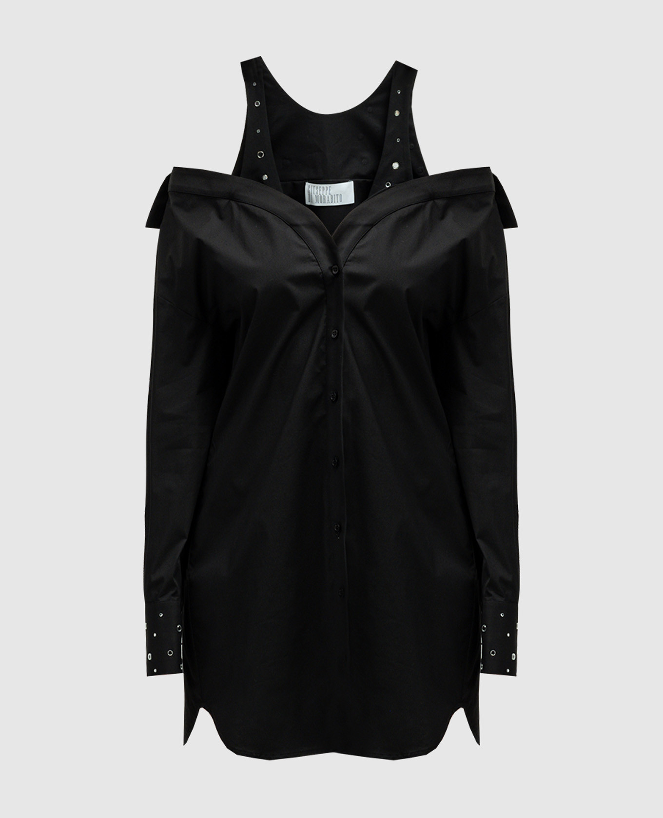 

Черное платье мини с кристаллами, Черный, Повседневные платья