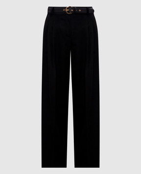Max Mara Черные брюки PARIDE из шерсти с высокой посадкой PARIDE