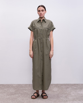 Brunello Cucinelli Зелена сукня-сорочка з ланцюжком моніль M0F79ARA51
