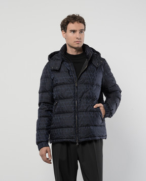 Valentino Синий пуховик в узоре Toile Iconographe 5V3CNA319VF