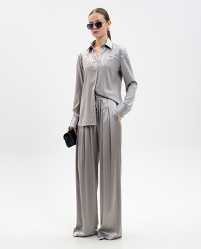 Ermanno Scervino Серая блуза из шелка с вышивкой D472K315HKC