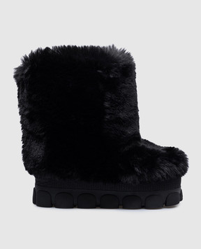 Goldbergh Черные мунбуты Fun Fur с логотипом GB80005244