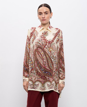 Etro Жовта блуза із шовку в принт WRIA0029AKA36