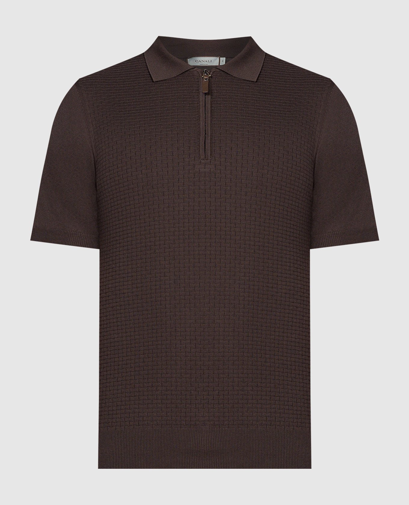 Brown polo in a textured pattern