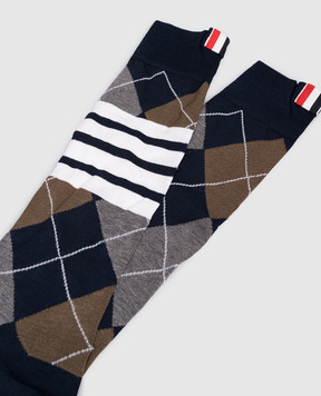 Thom Browne Сині шкарпетки ARGYLE у візерунок FAS231AY3012
