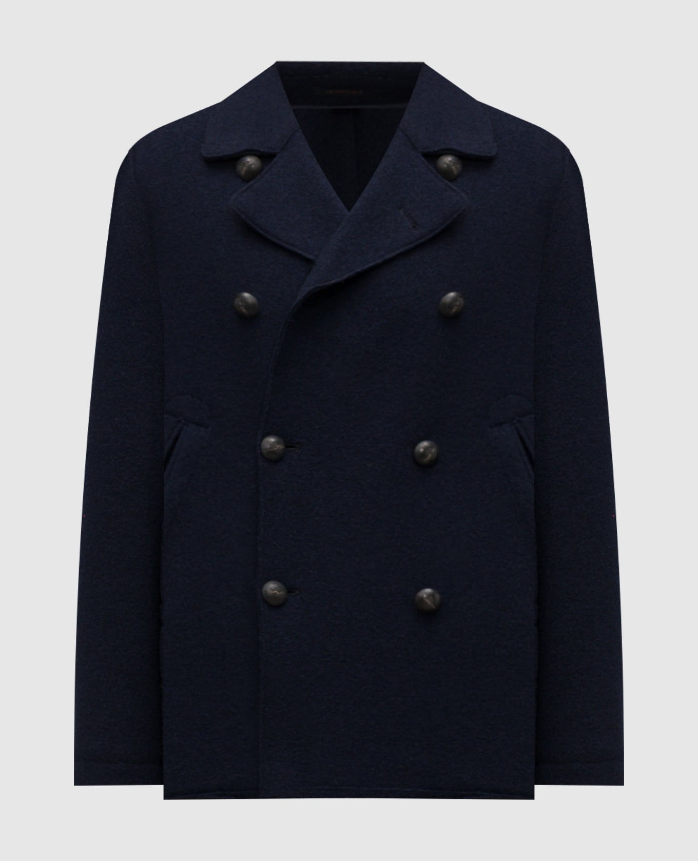 

Голубое двубортное пальто из шерсти, Синий, Пальто