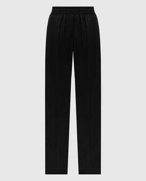Helmut Lang Чорні штани з вовною у візерунок монограми логотипа O10HW202