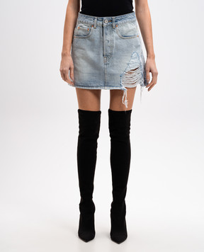 Vetements Голубая джинсовая юбка мини с прорехами WA66SK500L