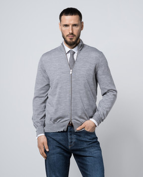 Brunello Cucinelli Серый кардиган из шерсти и кашемира M2400106