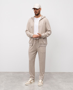 Brunello Cucinelli Бежевые меланжевые спортивные штаны из кашемира и шелка MM8353243G