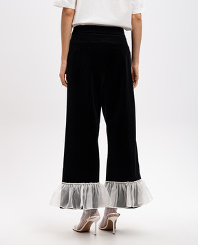 Valentino Черные бархатные брюки с рюшами. 6B3RB658905