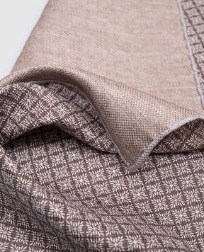 Brunello Cucinelli Коричневый двухсторонний платок-паше из льна и шелка в принт MR8870091