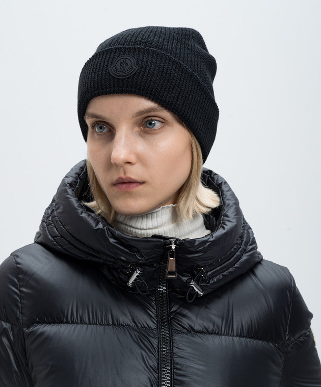 Moncler Черная шапка с шерстью с логотипом J20933B00045M1121 изображение 2