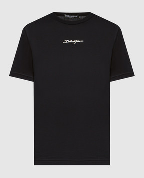 Dolce&Gabbana Чорна футболка з вишивкою логотипа G8RN8ZG7NUB