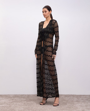 Missoni Черный удлиненный кардиган с люрексом MC25SQ00BR00ZX