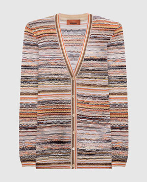 Missoni Бежевый кардиган в полоску с люрексом. DS25SM0BBK042C