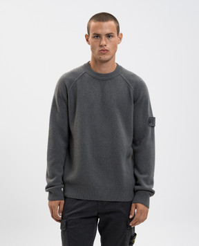 Stone Island Серый свитер из кашемира с патчем логотипа K2S155100078S00FF