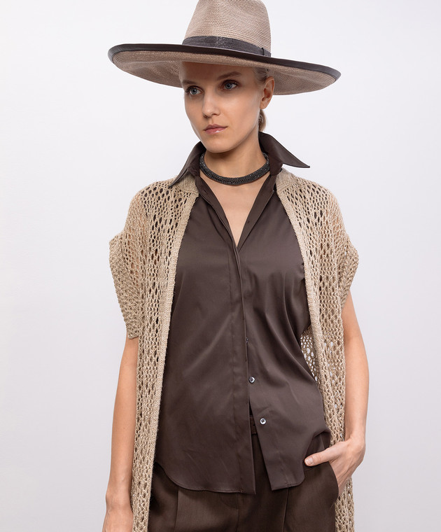 Brunello Cucinelli Сіре кольє з ланцюжком моніль MCOW9G103 зображення 2